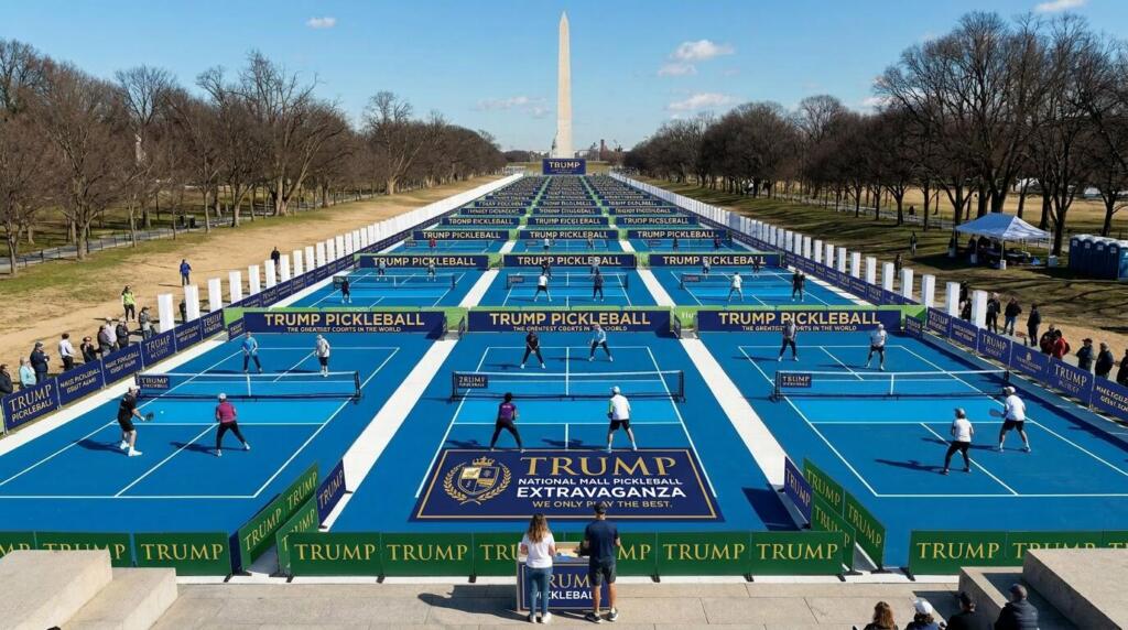 Reflecting Pool Converted Into Trump-Branded Pickleball Complex