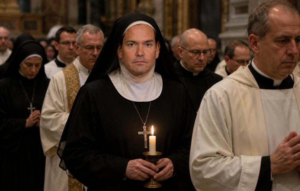 Rubio Discovered Wearing Habit Trying to Disappear into Vatican